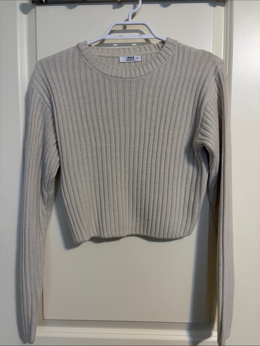 Ardene Cream Ribbed Crewneck Sweater